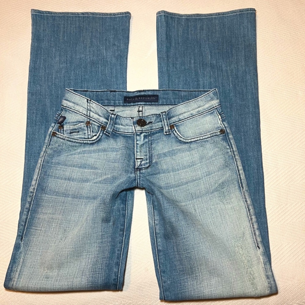 Rockโ & Republic Vintage Low Rise Wide Flare Jeans Y2K Bootcut Size